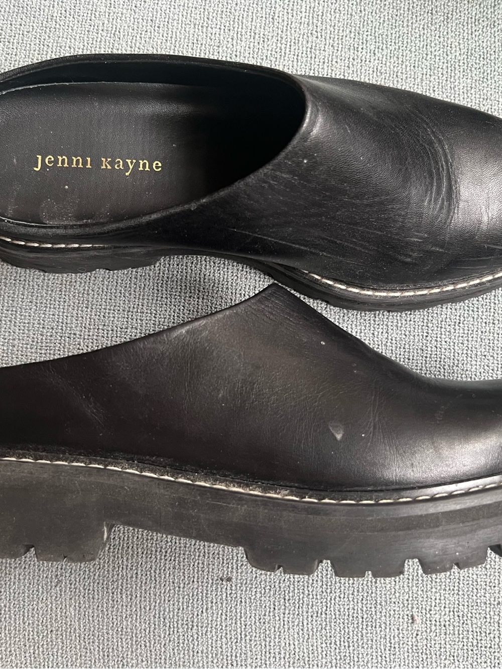Jenni Kayne Black Leather Lug Sole Slip-On Clogs